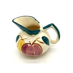 Vintage Puritan Pottery MCM  4.5" Creamer Syrup Pitcher Fruit Pattern